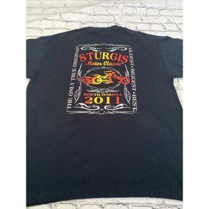 Sturgis Motor Classic South Dakota 2011 Navy Blue T Shirt Men's L Oldest Biggest